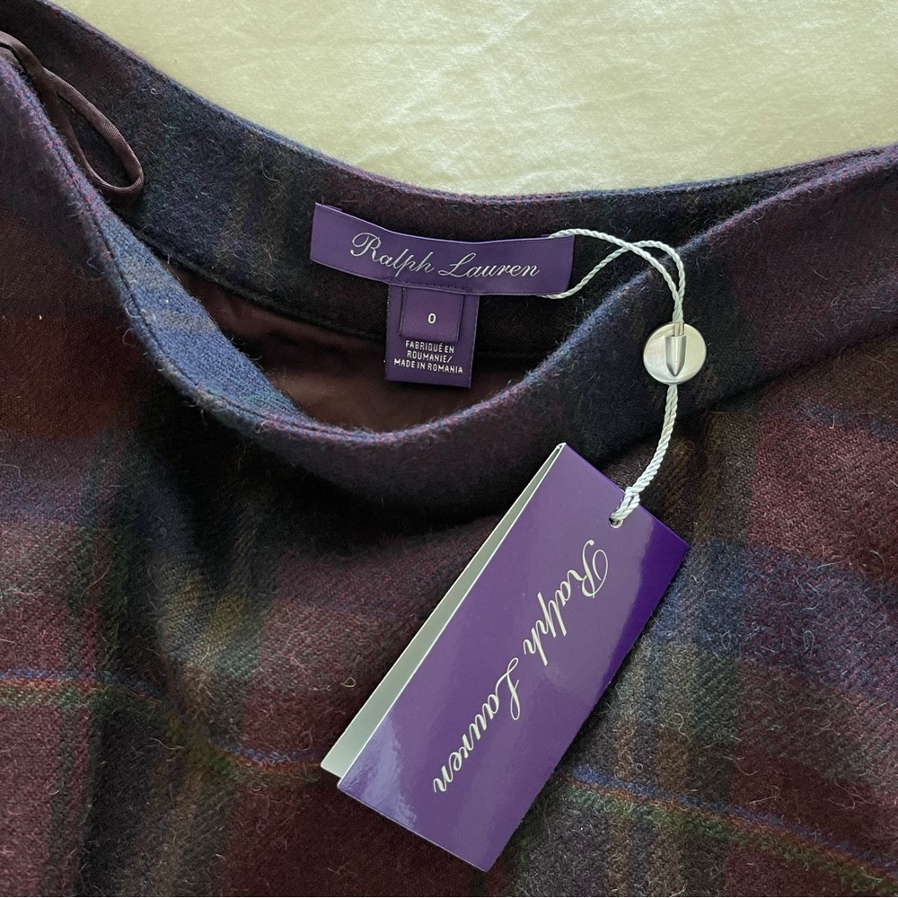 RALPH LAUREN PURPLE LABEL PLAID WOOL ERIKA CIRCLE SKIRT - Picture 16 of 17